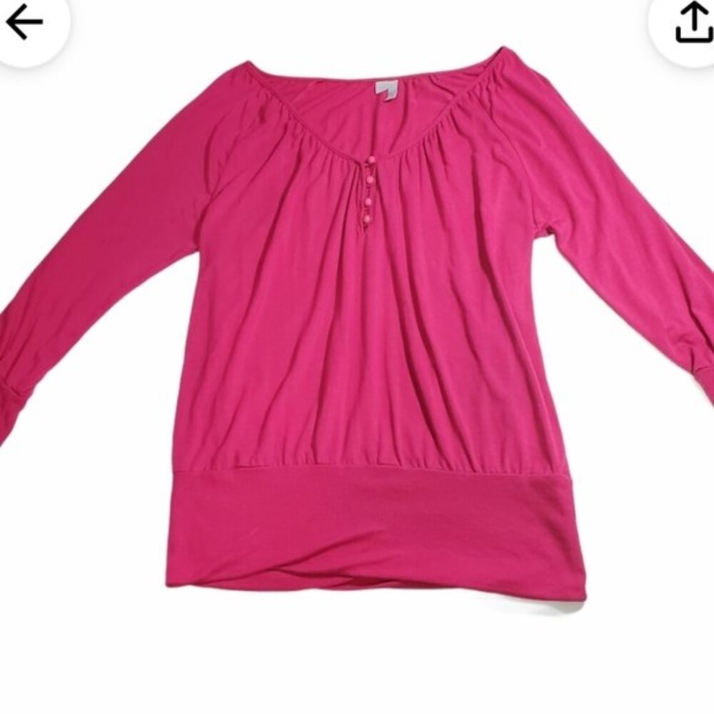 Old Navy pink scoop neck blouse Size L Long Sleeves *